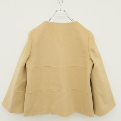 【美品】アナイ★上品♪ノーカラーショートコート Aライン サイズ38 キャメル系 無地 z23452
