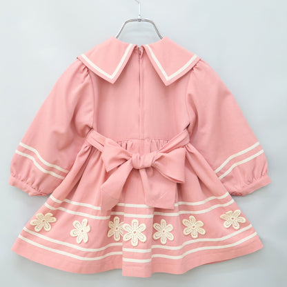 シャーリーテンプル★お花モチーフ&ロゴ刺しゅう♪長袖ワンピース キッズサイズ100(3) ピンク系 z23437