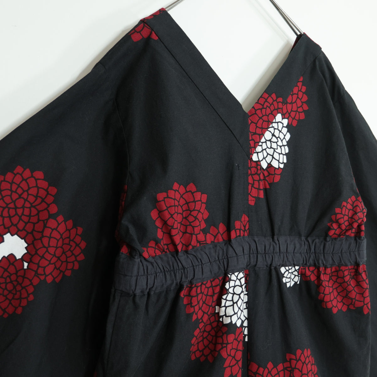 【美品】SOUSOU ソウソウ★綿麻混！みたて衣  サイズM 黒×白×赤系 ワンピース z22473