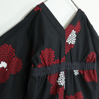 【美品】SOUSOU ソウソウ★綿麻混！みたて衣  サイズM 黒×白×赤系 ワンピース z22473
