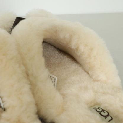 【美品！】UGG アグ★ポンポン付きリボンが可愛い♪ ファースリッパ ルームシューズ 大きいサイズ26.5 ブラウン系 sh201