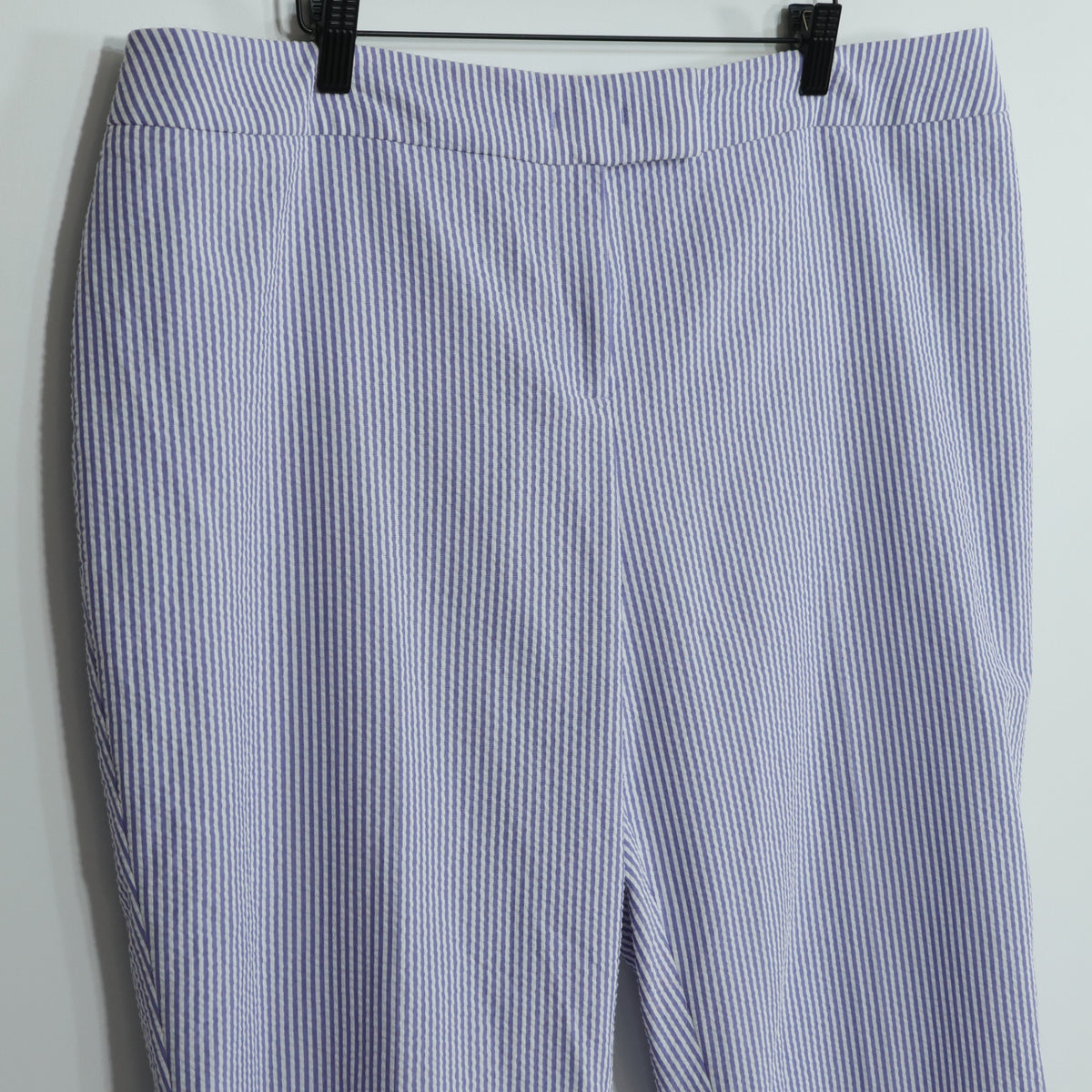 ANNE KLEIN アンクライン★ストライプ 柄 クロップド カプリ カジュアルパンツ 大きいサイズ16W(3XL相当) 青系 z22936