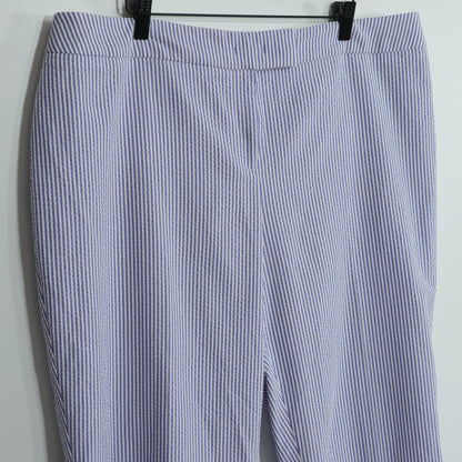 ANNE KLEIN アンクライン★ストライプ 柄 クロップド カプリ カジュアルパンツ 大きいサイズ16W(3XL相当) 青系 z22936