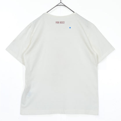 ベビーピンクハウス★ぬいぐるみうさぎ♪半袖Tシャツ ワッペン ロゴpt サイズM(110cm) 白系 z21896