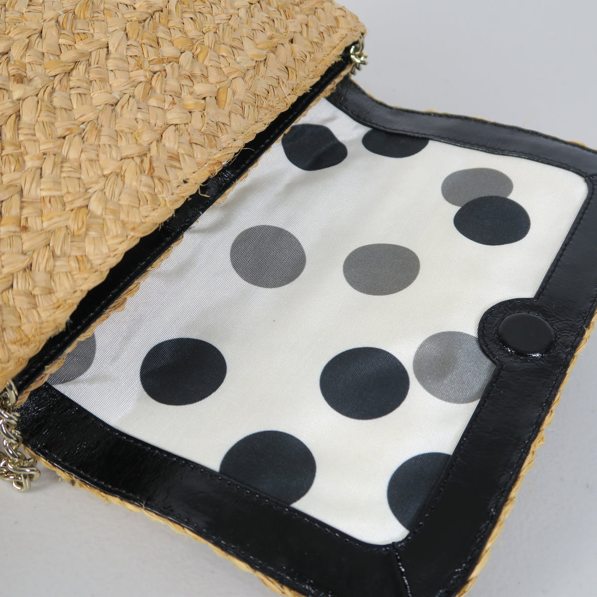 【美品】ケイトスペード Kate Spade ★大人可愛い！リボン付ラフィア ショルダー クラッチバッグ＊ba340