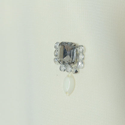 【極美品・タグ付き】レリアン★ビジュー シアーカットソー 半袖 ブラウス  サイズ9号 上品 オフ白系＊z11341