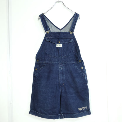 ピンクハウス★カジュアル可愛い♪ デニムサロペット ショートパンツ インディゴ ロゴプリント オーバーオール サイズM 紺系 z23094
