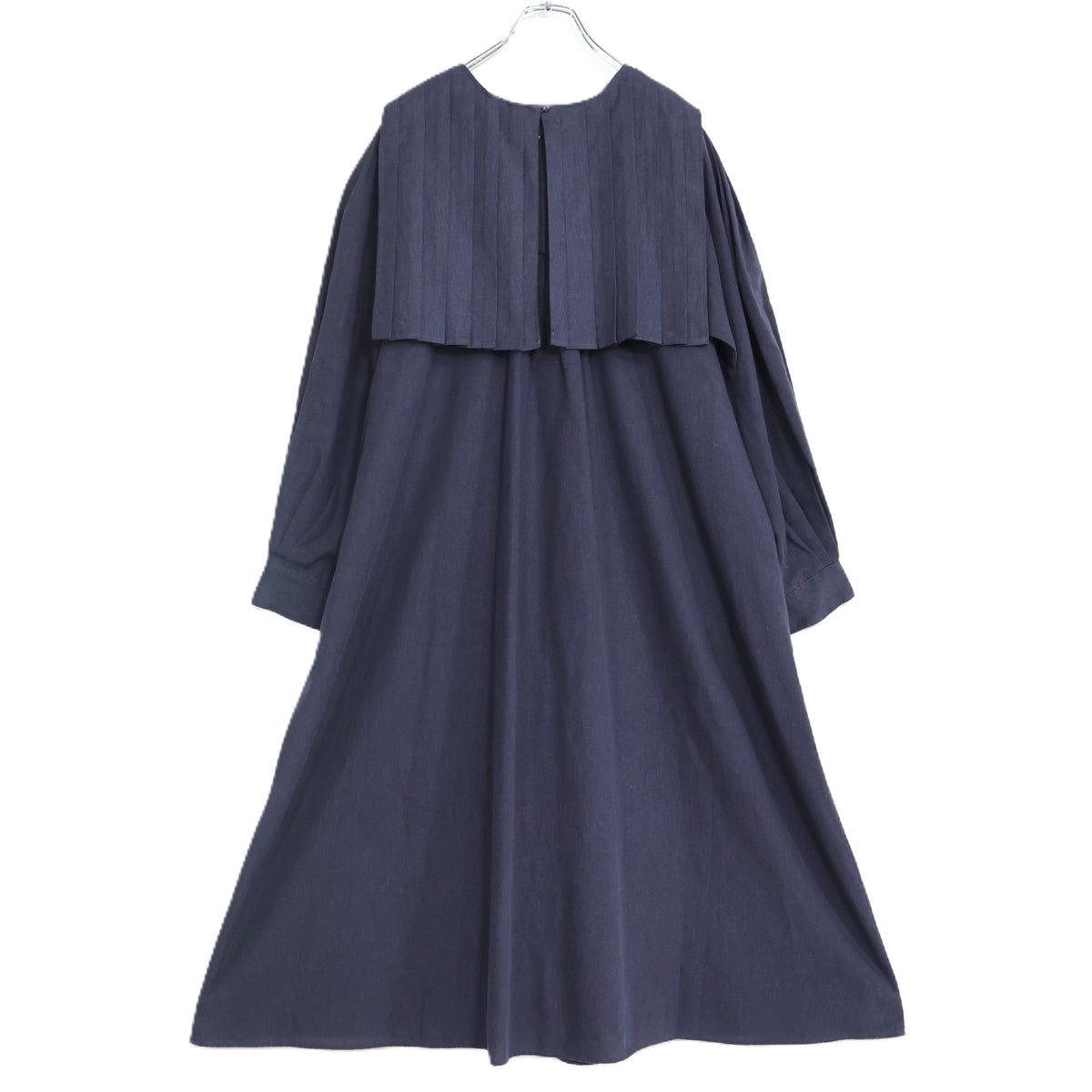 【極美品・紙タグ有】natural by clip スタジオクリップ★麻混♪タック使いワンピース&プリーツベスト サイズF ネイビー系 z22299