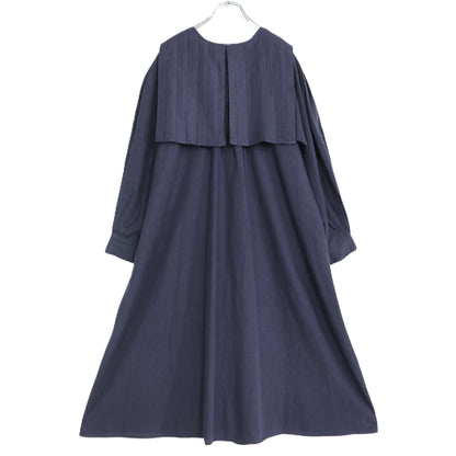 【極美品・紙タグ有】natural by clip スタジオクリップ★麻混♪タック使いワンピース&プリーツベスト サイズF ネイビー系 z22299