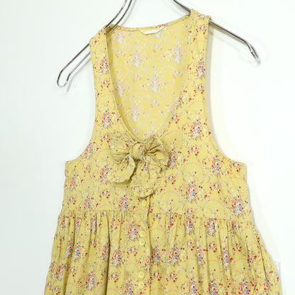 ベビーピンクハウス★花柄pt ジャンパースカート サイズ120 イエロー系 リボン z22121