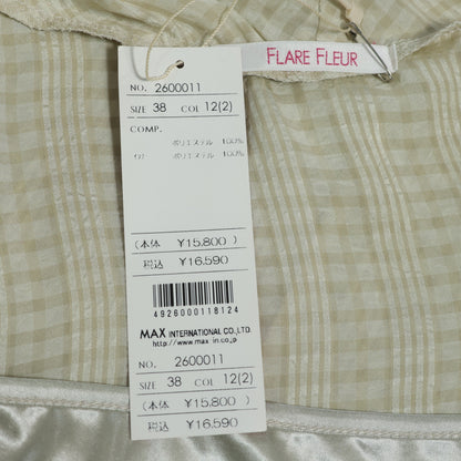 【タグ付き極美品】FLARE FLEUR フレアフルール★チェック柄 フリル ウエストリボン チュニック ワンピース サイズ38 ベージュ系 z23036