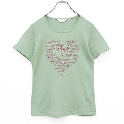 【美品】ピンクハウス★ロゴ&レタードpt♪半袖カットソー Tシャツ サイズM ハッカ系 無地 z23238