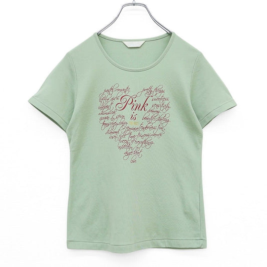 【美品】ピンクハウス★ロゴ&レタードpt♪半袖カットソー Tシャツ サイズM ハッカ系 無地 z23238