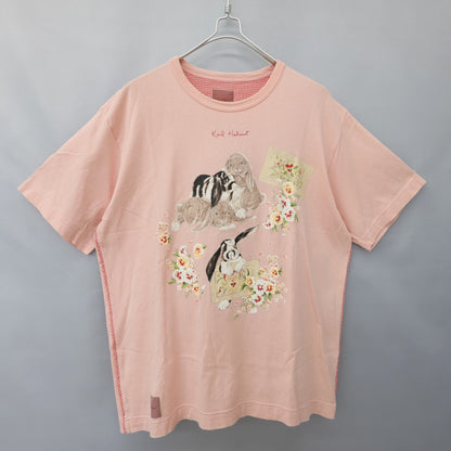 カールヘルム★可愛らしいうさぎpt♪花柄 ブランドロゴ入り 半袖Tシャツ サイズM ピンク系 z23301