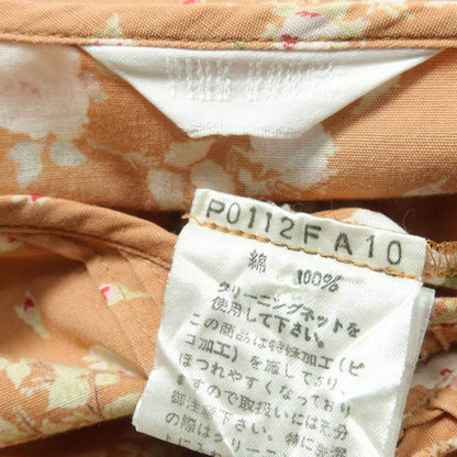 ピンクハウス★大きなリボン♪薔薇のフレンチ袖ワンピース オレンジブラウン系 前開き 薄手 z20712