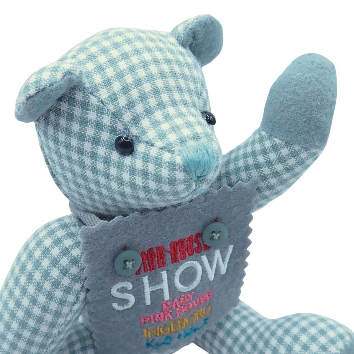 【レア】ピンクハウス★SHOWゼッケン テディベアぬいぐるみマスコット ギンガムチェック ブルーグリーン系 ＊so172