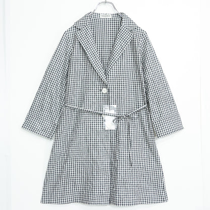 【新品タグ付】GEORGES RECH ジョルジュ レッシュ★涼しげ♪ジャケットコート スプリングコート サイズ38 黒白系 ギンガムチェック 薄手 z22343