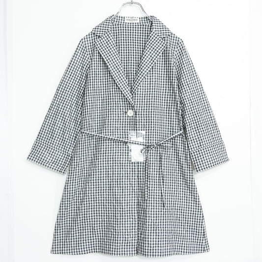 【新品タグ付】GEORGES RECH ジョルジュ レッシュ★涼しげ♪ジャケットコート スプリングコート サイズ38 黒白系 ギンガムチェック 薄手 z22343