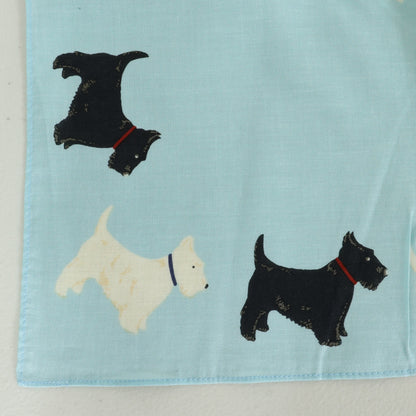 ピンクハウス★ スコティッシュテリア 犬柄 爽やかな大判ハンカチ 42×42サイズ 水色系*so437