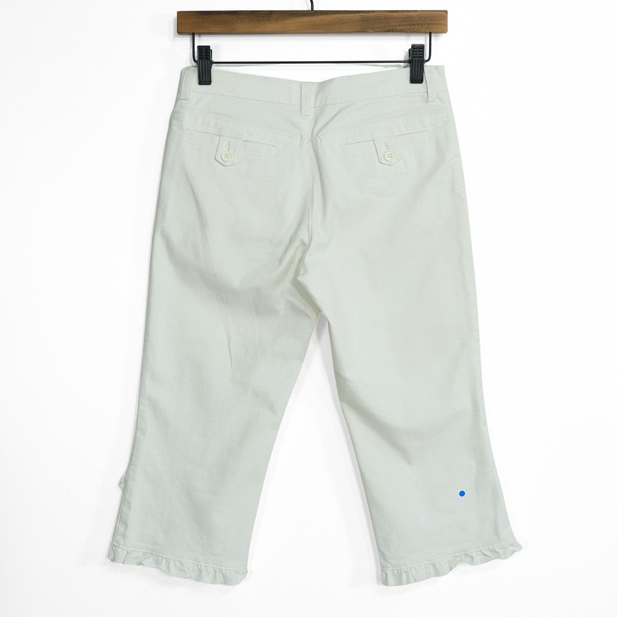 レストローズ L'EST ROSE ★ 裾フリル ストレッチ デニム クロップドパンツ  サイズ2 白系 z22942