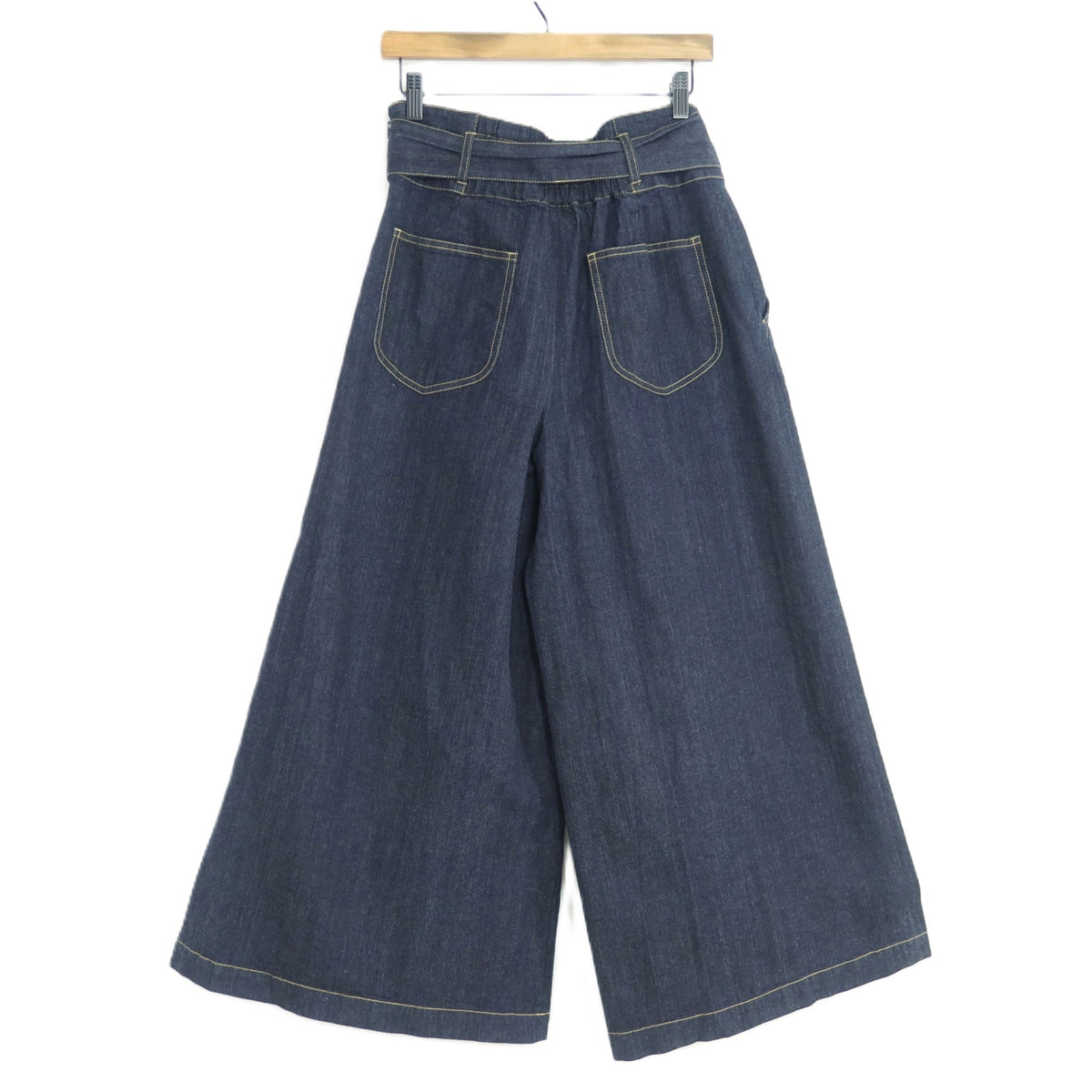【美品・紙タグ付】ピンクハウス★ラップ風♪綺麗なインディゴブルー♪ワイドデニム 大きいサイズ4(L) 紺系 z19637