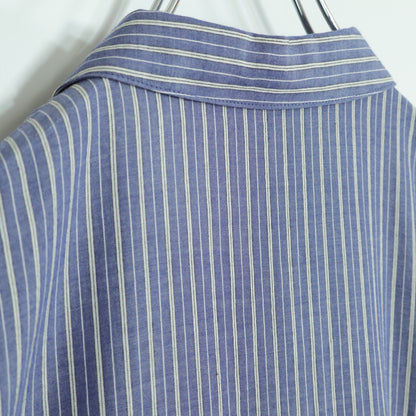 【極美品・紙タグ有】レリアン★涼しげストライプ♪上品なコットンワンピース サイズ7号 紺系 ペチ付 残布有 z22715