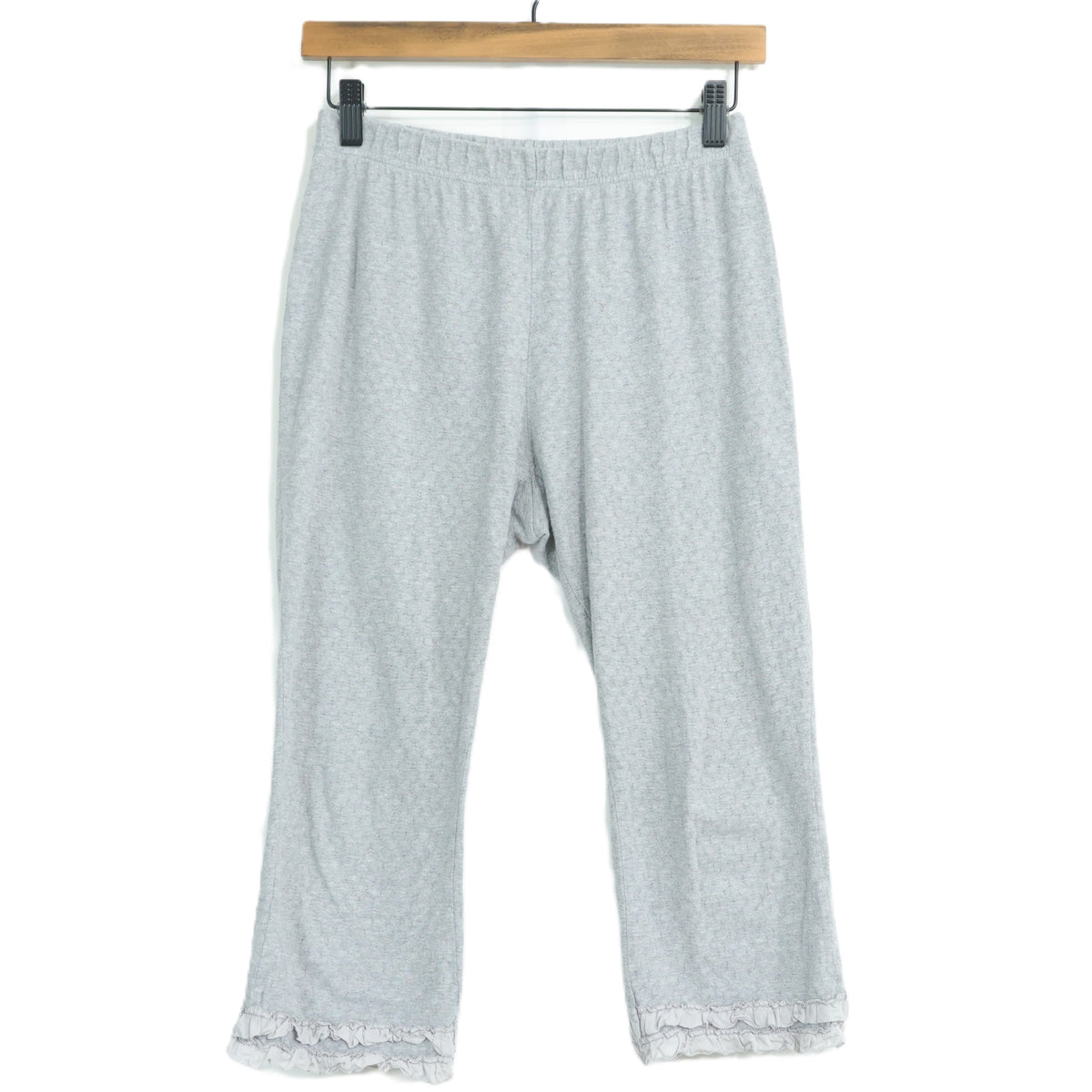 ピンクハウス★裾段々ローンフリル♪ドロワーズ クロップドパンツ グレー系 カットソー素材 無地 z22383