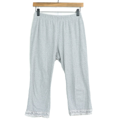 ピンクハウス★裾段々ローンフリル♪ドロワーズ クロップドパンツ グレー系 カットソー素材 無地 z22383