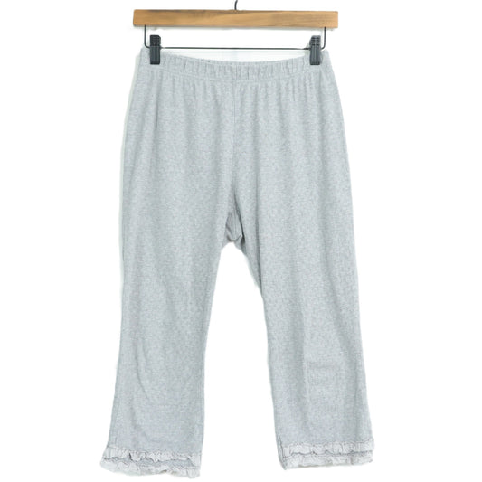 ピンクハウス★裾段々ローンフリル♪ドロワーズ クロップドパンツ グレー系 カットソー素材 無地 z22383