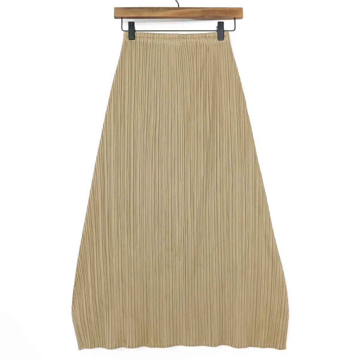 【極美品】プリーツプリーズ PLEATS PLEASE イッセイミヤケ★ロング丈プリーツスカート サイズ1 モカ系 無地 薄手 z20945