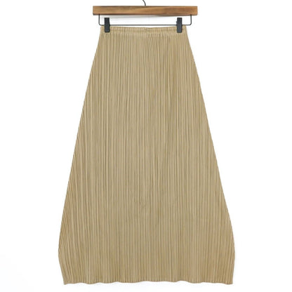 【極美品】プリーツプリーズ PLEATS PLEASE イッセイミヤケ★ロング丈プリーツスカート サイズ1 モカ系 無地 薄手 z20945