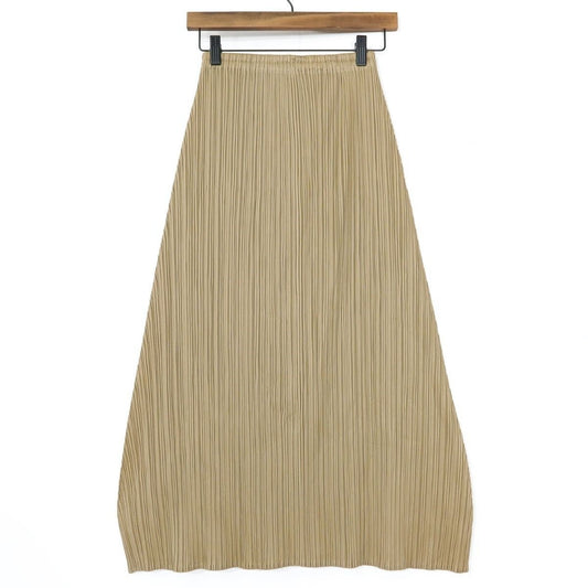 【極美品】プリーツプリーズ PLEATS PLEASE イッセイミヤケ★ロング丈プリーツスカート サイズ1 モカ系 無地 薄手 z20945