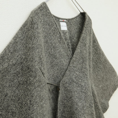 SOUSOU ソウソウ★モヘヤ&ウール混 きさらぎ グレー系 トグルボタン 羽織り ポンチョ 厚手 z23155