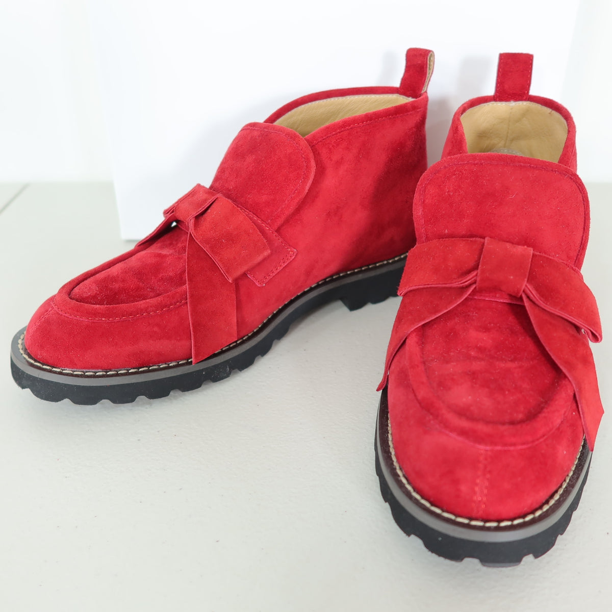 【美品】ピンクハウス★シープスエードシューズ リボン ショートブーツ サイズ4(L) 赤系 *sh158