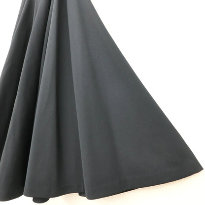 インゲボルグ★ドレープ感♪ロングフレアスカート 黒系 ウール100%♪無地 z23433