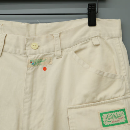 カールヘルム★大きめポケットのロゴネームがアクセント♪ カーゴ ハーフパンツ ショートパンツ サイズL 生成り系 z23229