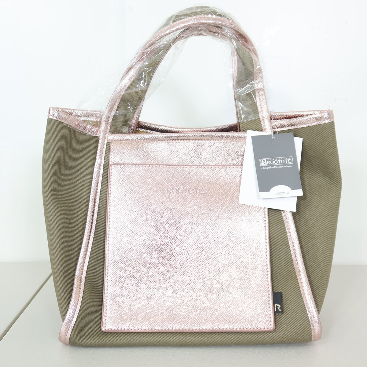 【新品】ROOTOTE ルートート ★大人可愛い トートバッグ ピンクゴールド カーキ＊ba188