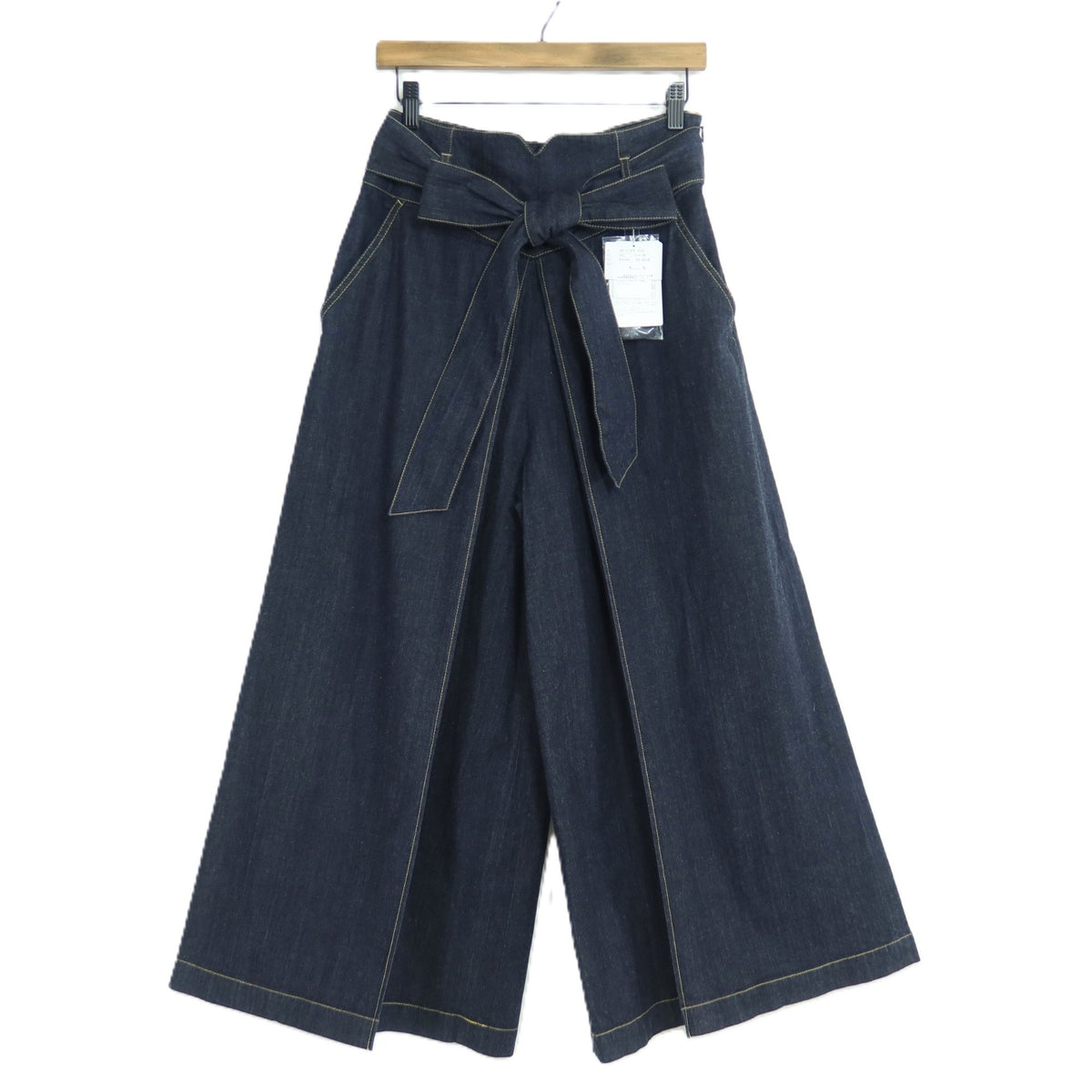 【美品・紙タグ付】ピンクハウス★ラップ風♪綺麗なインディゴブルー♪ワイドデニム 大きいサイズ4(L) 紺系 z19637