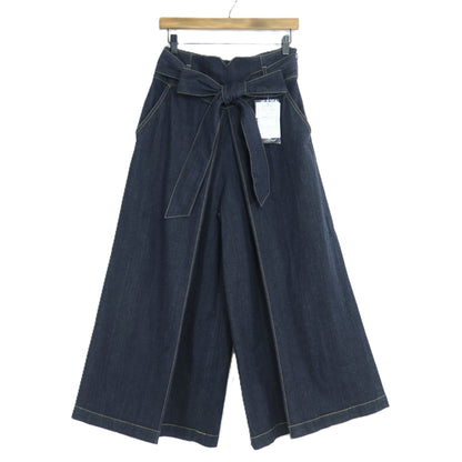 【美品・紙タグ付】ピンクハウス★ラップ風♪綺麗なインディゴブルー♪ワイドデニム 大きいサイズ4(L) 紺系 z19637