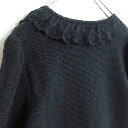 【極美品・紙タグ有】ピンクハウス★イチゴ&お花モチーフ♪長袖カーディガン はおりもの 黒系 レースも♪厚手 z19838