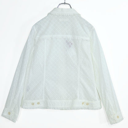 【紙タグ有】ピンクハウス★総カットワーク刺繡♪前開きブラウス 大きいサイズL 白系 残布有 z19872