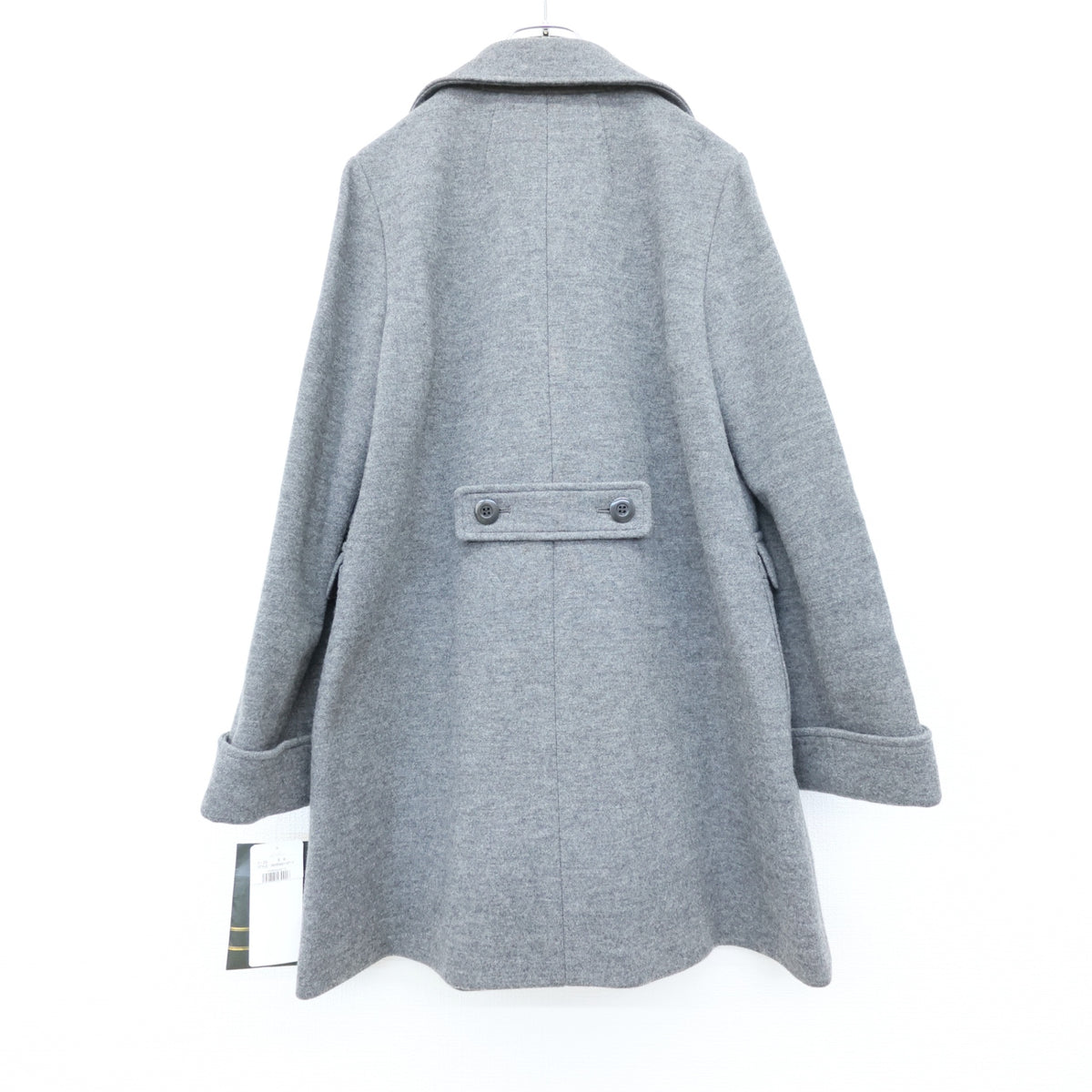 【美品・紙タグ有】レリアン★上質素材♪ウール混ハーフコート サイズ9 グレー系 無地 厚手 残布付 z23507