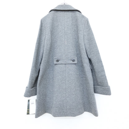 【美品・紙タグ有】レリアン★上質素材♪ウール混ハーフコート サイズ9 グレー系 無地 厚手 残布付 z23507