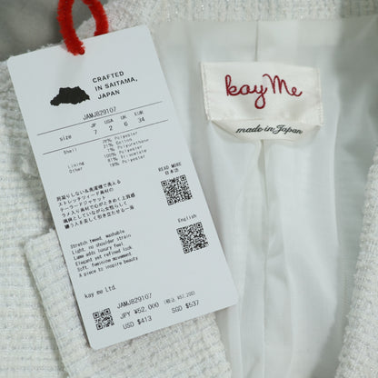 【タグ付き】kay me ケイミー★ツイードが素敵♪テーラードジャケット サイズ7号 白系  z22483