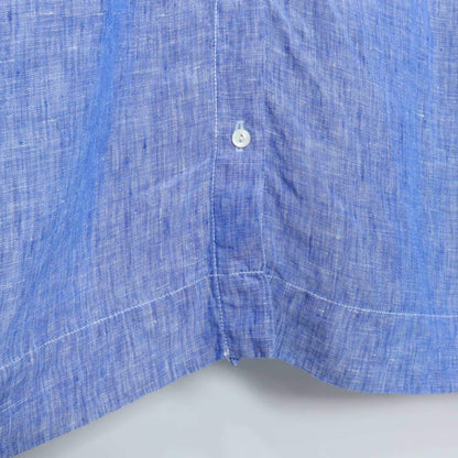 【美品】ネストローブ nest Robe★バルーンスリーブ 麻100 リネンシャツワンピース サイズF ブルー系 薄手 無地 *z19321
