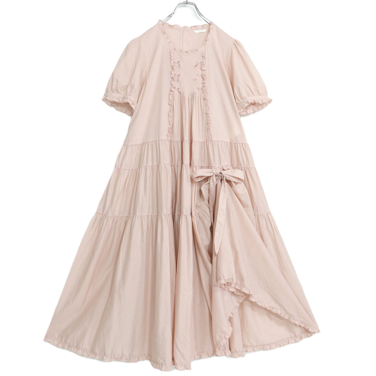 【極美品】ピンクハウス★たくし上げリボン♪ふんわりローンワンピース ピンク系 ミニリボン使い♪2026年 z