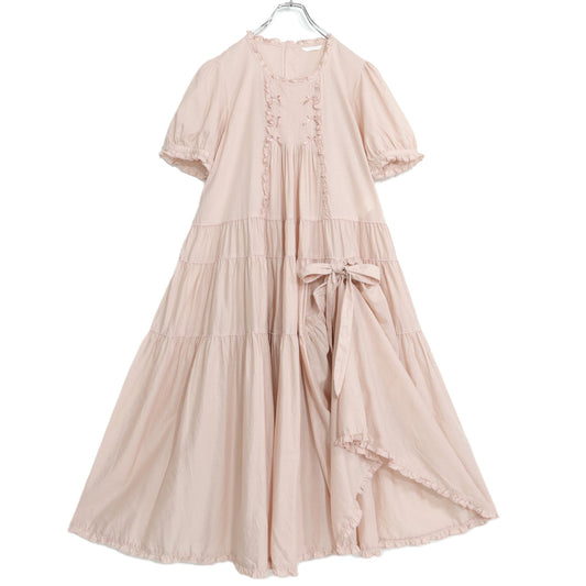 【極美品】ピンクハウス★たくし上げリボン♪ふんわりローンワンピース ピンク系 ミニリボン使い♪2026年 z