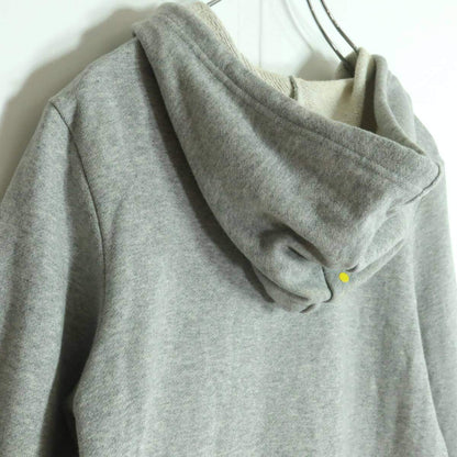 ピンクハウス★一枚で可愛い！ フーディ ドッキングワンピース 重ね着風♪裾ワッペン グレー×紺系 ストライプ&無地♪＊z19273