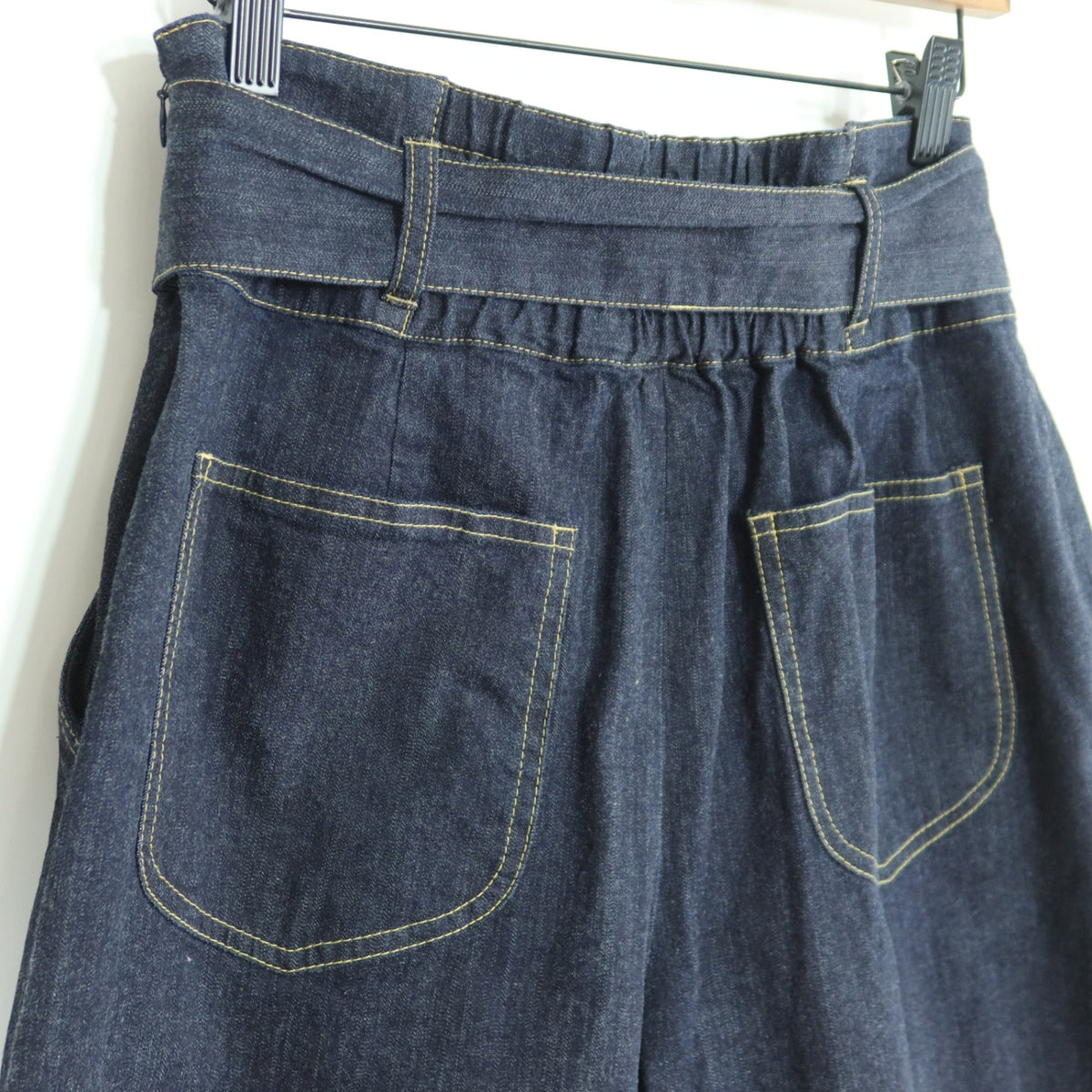 【美品・紙タグ付】ピンクハウス★ラップ風♪綺麗なインディゴブルー♪ワイドデニム 大きいサイズ4(L) 紺系 z19637