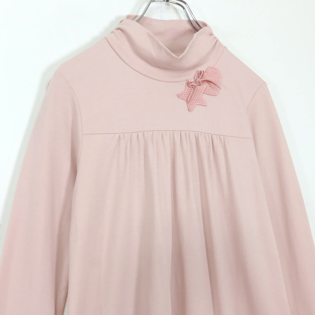 ピンクハウス★ふりふり♪ミニワンピース ハイネックギャザー 段々フリル風 袖レース ピンク系 z19901
